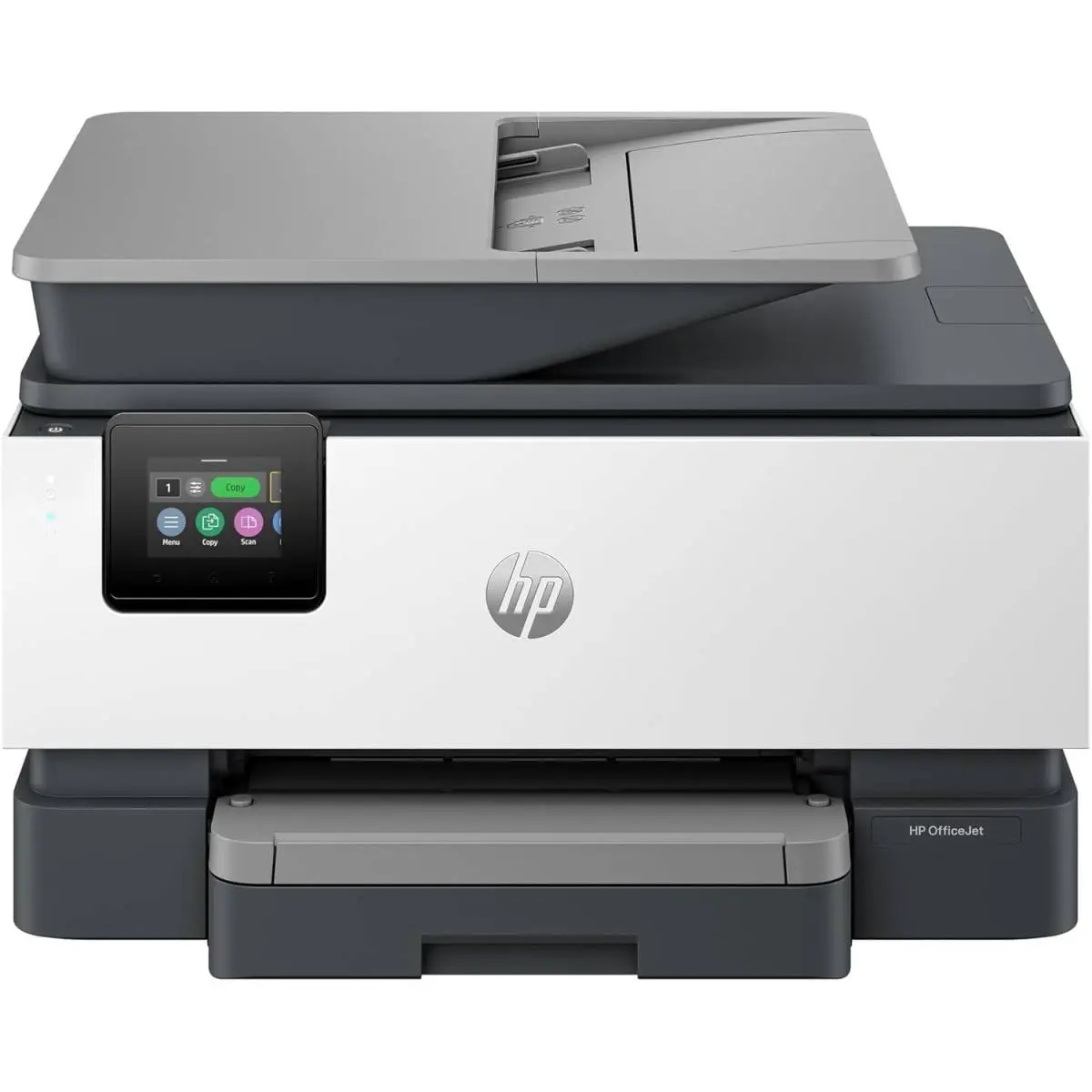 HP OfficeJet Pro 9123 all-in-one wireless printer with touchscreen, automatic document feeder, and duplex printing