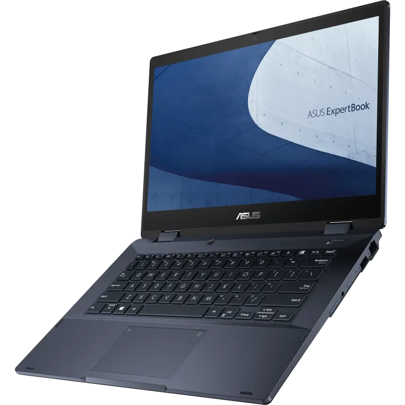 ASUS ExpertBook Flip B3402FB Star Black laptop with 14-inch FHD touchscreen, Intel Core i5-1235U, 16GB RAM, and 512GB SSD, shown in closed position
