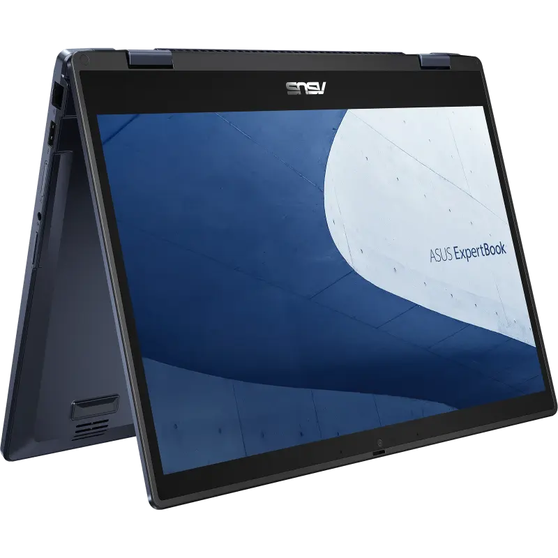 ASUS ExpertBook Flip B3402FB Star Black laptop with 14-inch FHD touchscreen, Intel Core i5-1235U, 16GB RAM, and 512GB SSD, shown in closed position