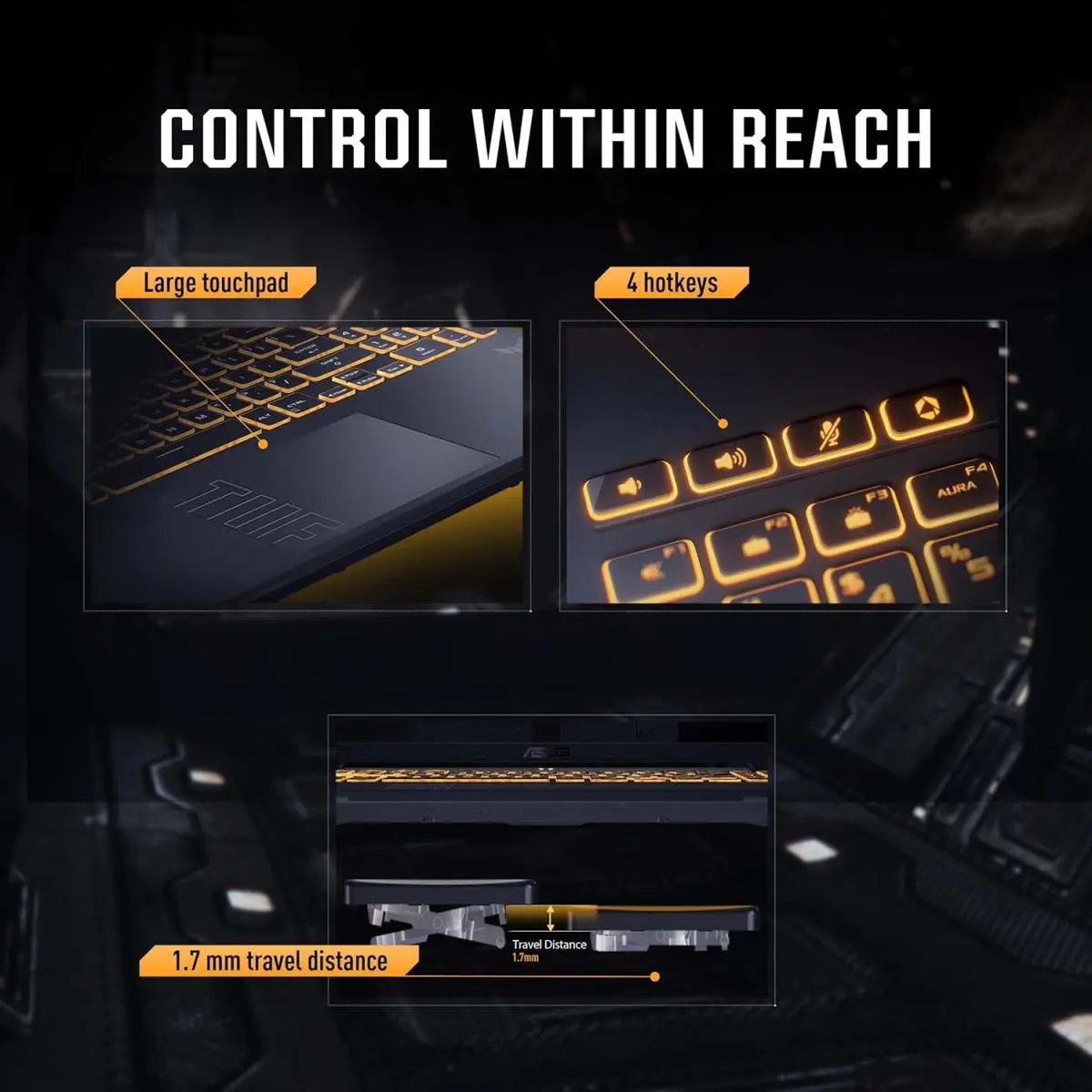 لابتوب جيمنج ASUS TUF Gaming F16، معالج Core i7-14650HX، رام 16GB DDR5، SSD 512GB، شاشة 16 إنش FHD+ 165Hz، كرت RTX 5060 8GB، ويندوز 11 - رمادي | FX608JMR-RV050