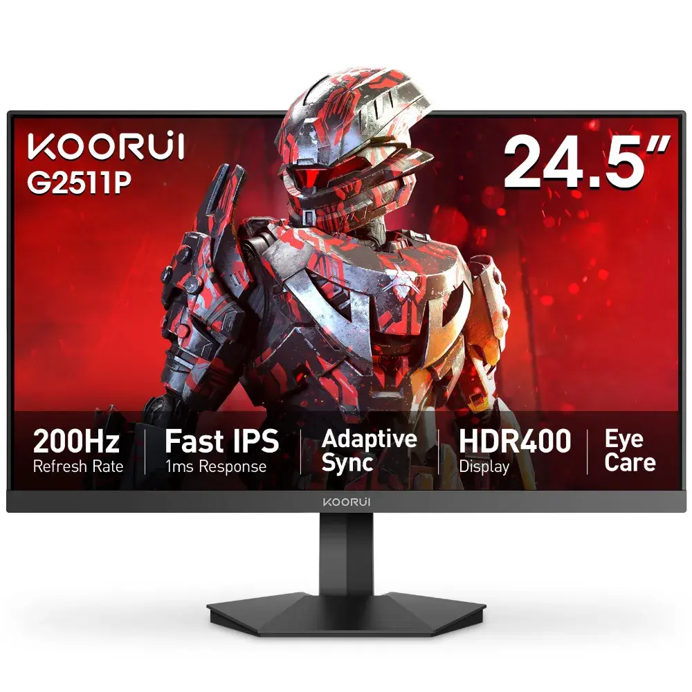KOORUI G2511P 24.5" Gaming Monitor, Full HD 1920x1080, Fast IPS, 200Hz, 1ms, HDR400, G-SYNC Compatible - Black | G2511P