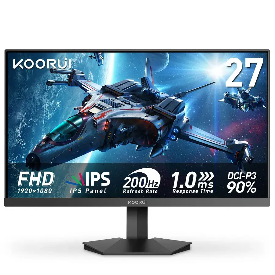 KOORUI G2711P 27" Gaming Monitor, Full HD 1920x1080, Fast IPS, 200Hz, 1ms, HDR400, G-SYNC Compatible - Black | G2711P