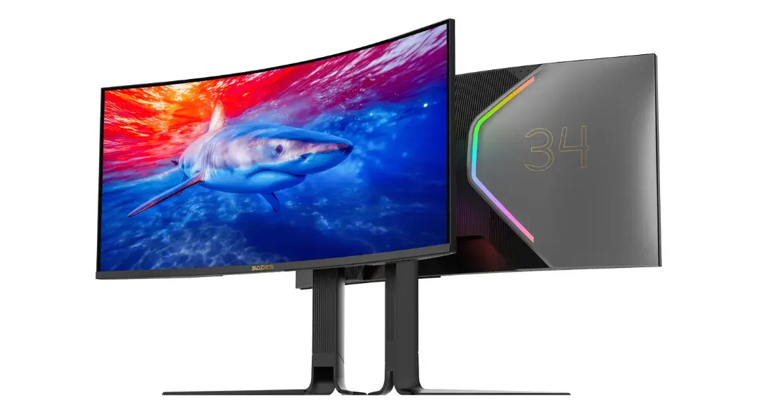 SADES BL-Shark 34" Curved Ultrawide Gaming Monitor, WQHD 4K 3440x1440, Fast VA R1000, 165Hz, 0.5ms, Adaptive Sync, RGB - Black | SA-C02Q34