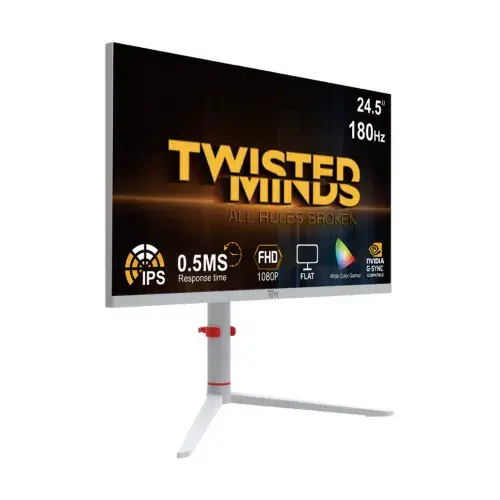 Twisted Minds Frost Series TMA24FHD180IPS 24.5" Gaming Monitor, Full HD, IPS, 180Hz, 0.5ms, HDMI 2.1 - White