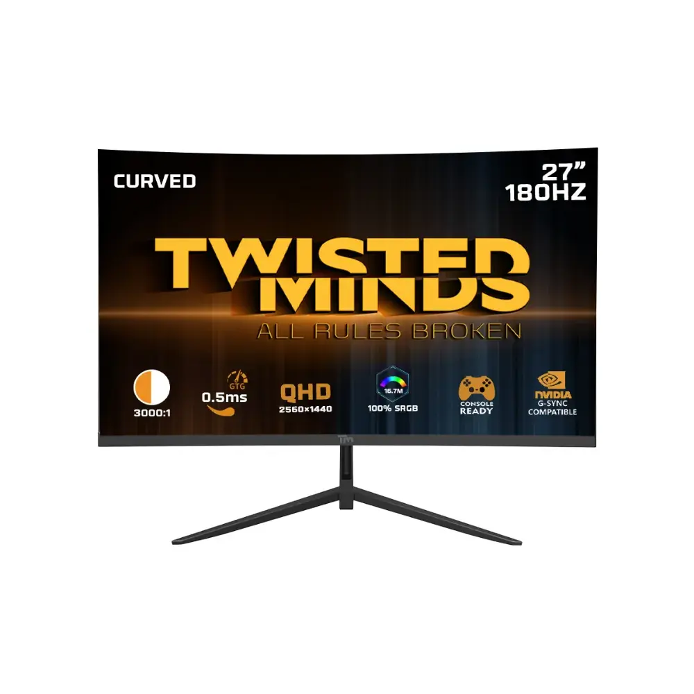 Twisted Minds TMC27Q180VA 27" Curved Gaming Monitor, QHD 2560x1440, VA, 180Hz, 0.5ms, HDMI 2.1