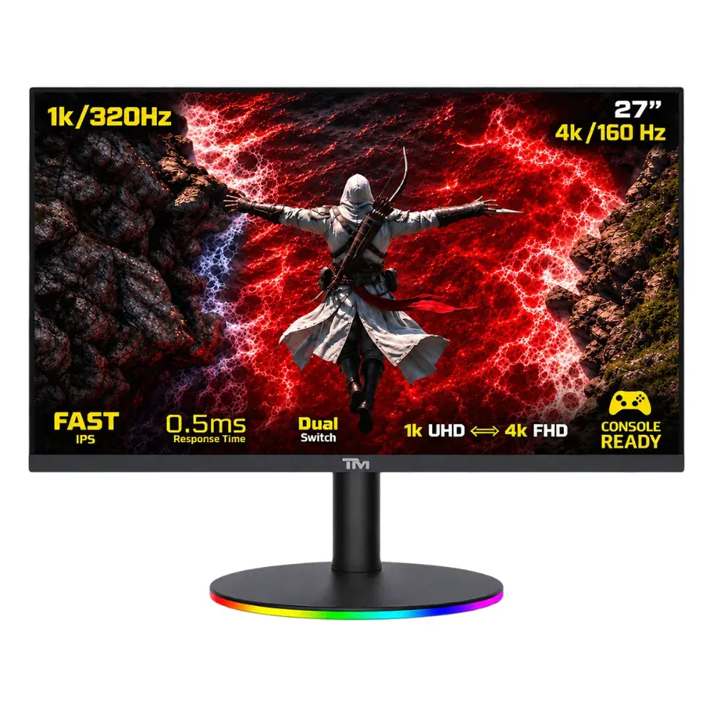 Twisted Minds TMDX27B 27" Dual Mode Gaming Monitor, 4K UHD 160Hz / FHD 320Hz, IPS, 0.5ms, HDMI 2.1